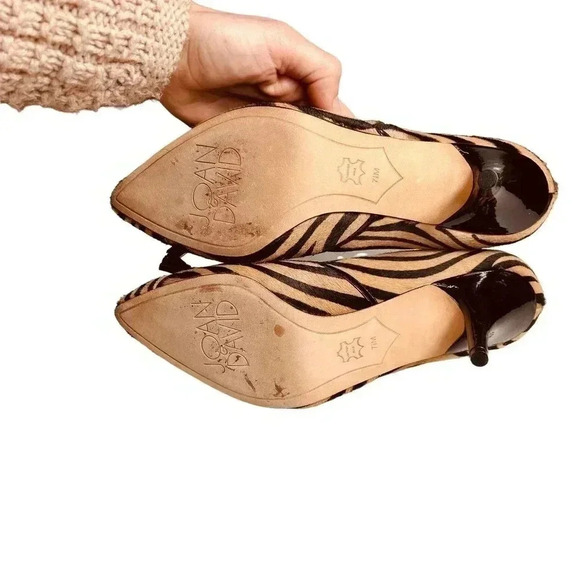 Joan & David 2" KITTEN HEEL ZEBRA PRINT PONY HAIR BROWN SZ 7.5 ITALIAN LEATHER - Picture 10 of 11